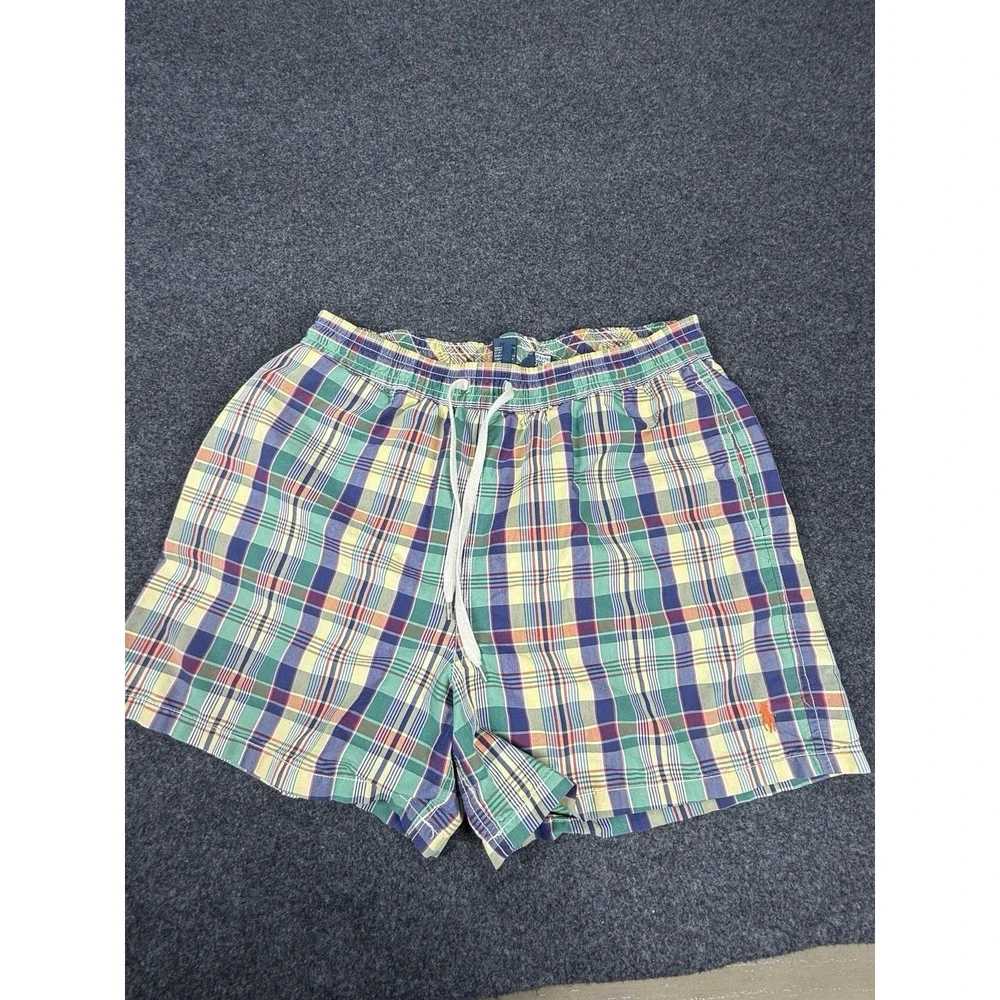 Polo‎ Ralph Lauren Plaid Swim Trunks Board Shorts Men Size Large Lined 4
